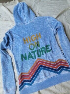 RARE Aviator Nation High ON NATURE Blue Burnout Zip Up Hoodie Sweatshirt Jacket